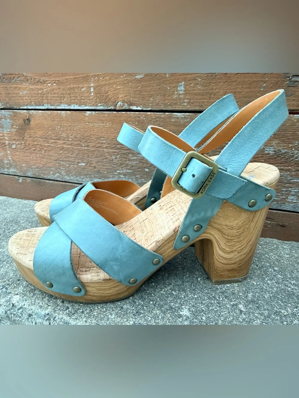 Kork Ease Blue Myrna 2.0 Wedge Heel Sandals, Women's Size 9M Comfy Platform Cork